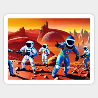 Retro Astronauts on Mars Sticker